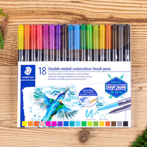 Staedtler 3001 Double Ended Watercolour Brush Pens - Assorted Box of 18