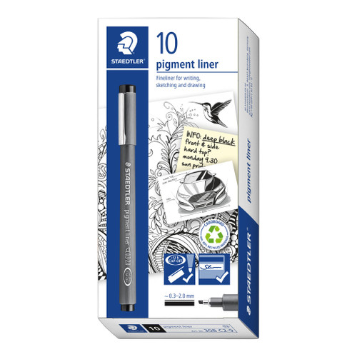 Staedtler 308 Pigment Liner Chisel Tip 0.3-2.0mm - Black, Each