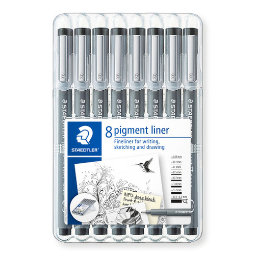 Staedtler 308 Pigment Liner - Wallet of 8 Line Widths