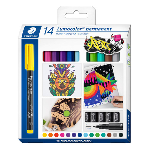 Staedtler 318 Lumocolor Permanent Fine - Art Pack of 14 Assorted Colours