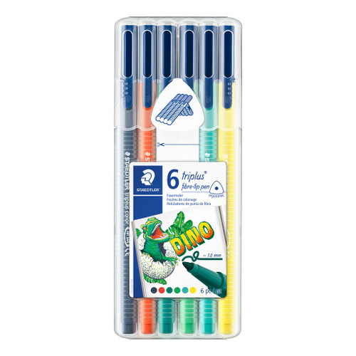 Staedtler 323 Triplus Color Fibre-Tip - Wallet of 6 Assorted Colours Dino