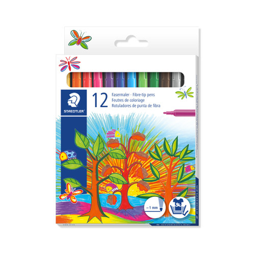Staedtler 325 Noris Fibre-Tip Pens - Pack of 12 Assorted Colours