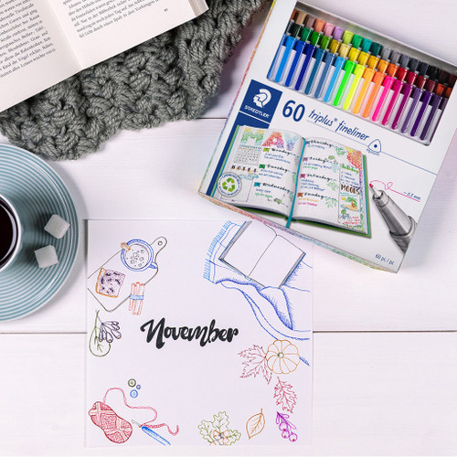 Staedtler 334 Triplus Fineliner - Hangsell Box of 60 Assorted Colours