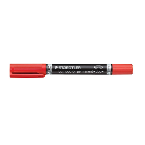 Staedtler 348 Lumocolor Duo Permanent Marker - Red, Each