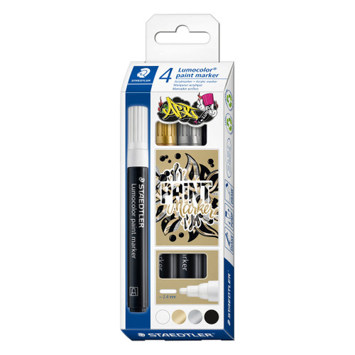 Staedtler 349 Lumocolor Paint Marker - Metallic Colours, Pack of 4