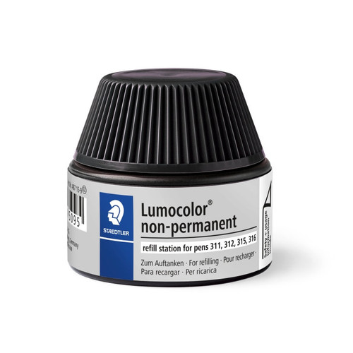 Staedtler 487 Lumocolor Refill Pot Non Permanent 15mL - Black, Each