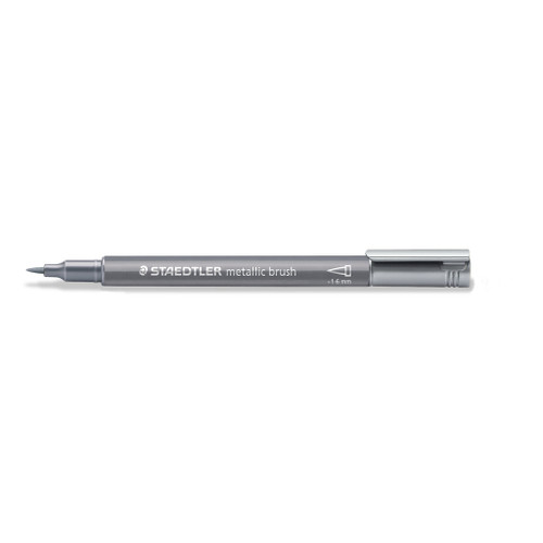 Staedtler 8321 Metallic Brush Marker - Silver, Each
