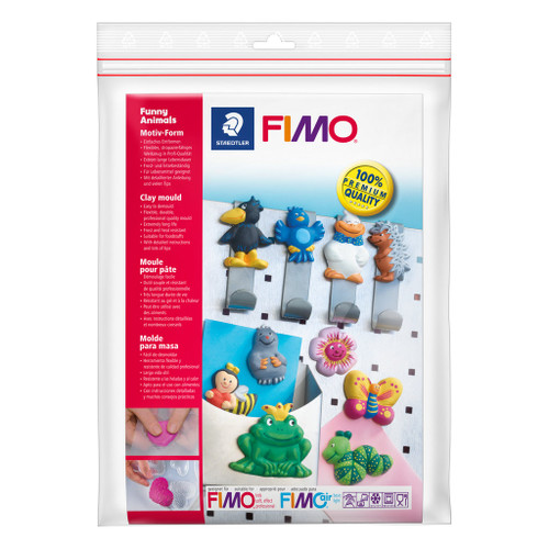 FIMO 8742 Clay Mould - "Funny Animals", 10 Motifs Approx. 6 x 4 cm