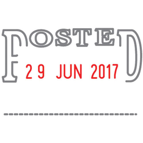 Shiny Self-Inking Date Stamp With Message - POSTED