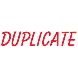 Shiny Pre-Inked Stamp - "DUPLICATE" Solid Text - Red