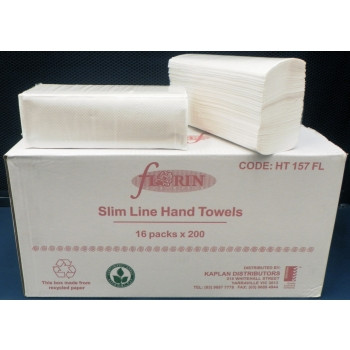 GREEN SLIMLINE HAND TOWELS 85% Sugar/Bamboo Cane, 238x220mm 200Shts Ctn16