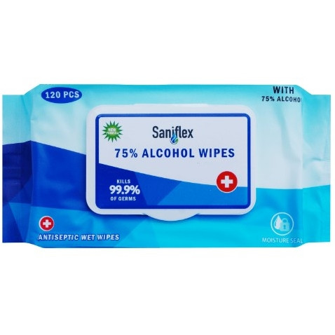 Saniflex 75% Alcohol Sanitary Wipes 120 Pack