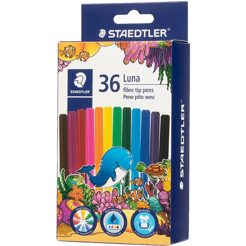 Staedtler 327 Luna Fibre-Tip Pens - Box of 36 Assorted Colours