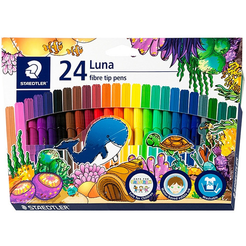 Staedtler 327 Luna Fibre-Tip Pens - Box of 24 Assorted Colours