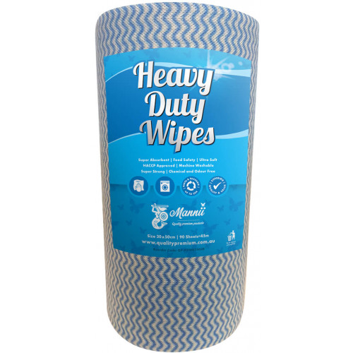 Provada Heavy Duty Wipes 30 x 50 cm 60gsm Jumbo Roll 90 Sheets/Roll Blue Box of 4
