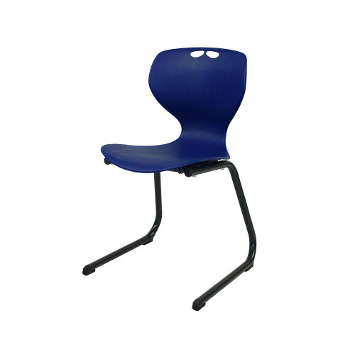 Roswell Chair 430H Plastic Blue & Steel Reverse Cantilever Frame Black
