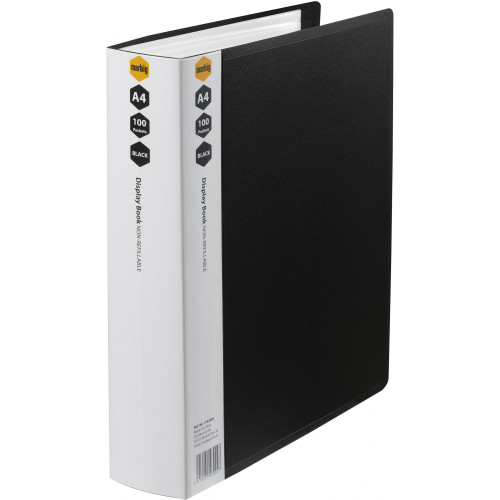 MARBIG NON-REFILLABLE DISPLAY BOOK A4 100 POCKET BLACK