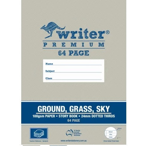 Writer Premium Story Book 64pg Ground/Grass/Sky 24mm dotted thirds