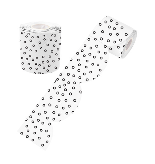 Black and White Dots Rolled Scalloped Border