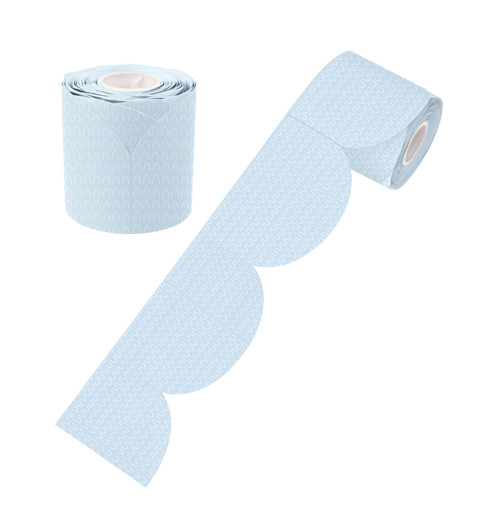 Blue Patterned Rolled Scalloped Border