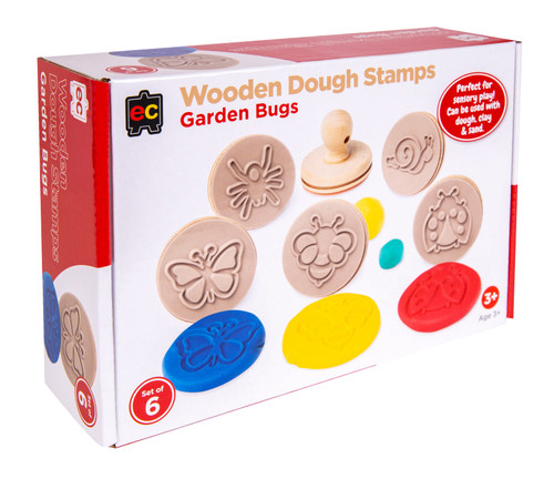Eductaional Colours Wooden Dough Stamps - Bugs