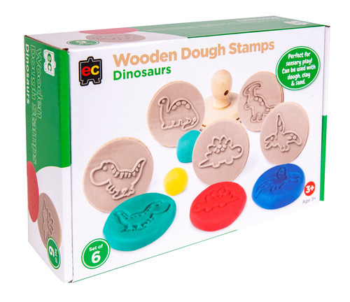 Eductaional Colours Wooden Dough Stamps - Dinosaurs