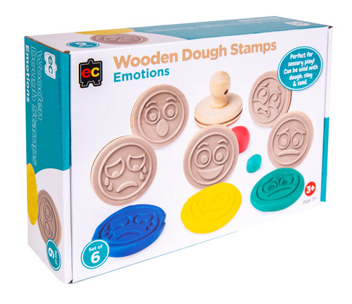 Eductaional Colours Wooden Dough Stamps - Emotions