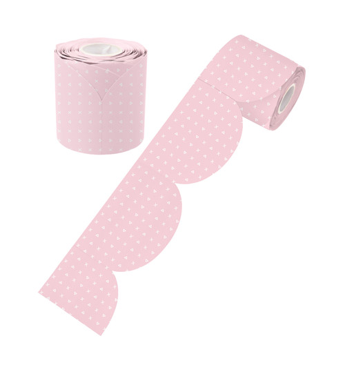 Pink Patterned Rolled Scalloped Border