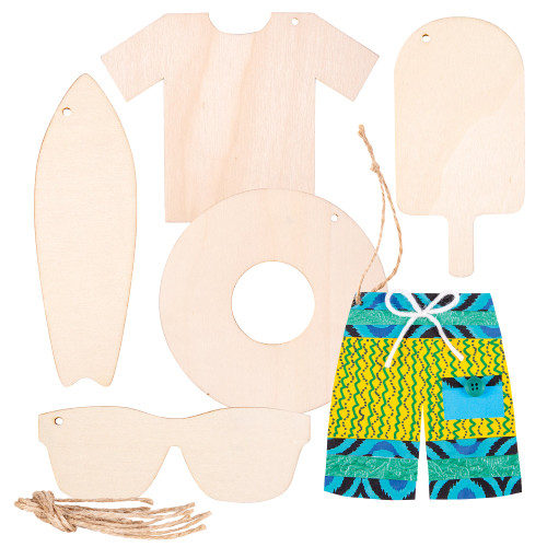 Wooden Australian Summer Shapes, Pack of 24