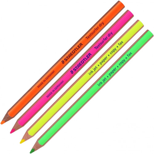 Staedtler 128 64 Textsurfer Dry highlighter pencils, Pack of 4 Assorted Colours