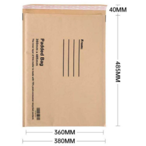 Paper Bubble Padded Bag 360 X 480 X 50mm Flap Brown - (PB07PCR) JL7 Equivalent, Box of 100