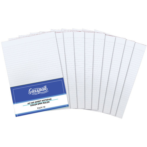 Gusspak Notepad A5 8mm Ruled 100 Sheets 50gsm