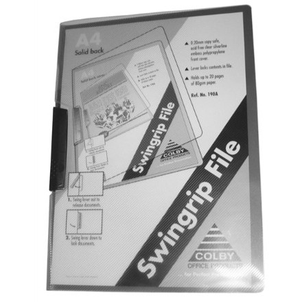 Colby 190A Swinggrip Punchless File A4 - Black, Each