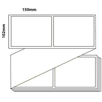 White Matt Thermal Direct Permanent Fanfolded 102mm x 150mm Labels, Box of 4000