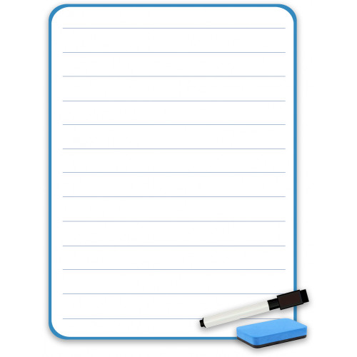 Gusspak A4 Portrait Double Sided Plain / Lined Magnetic Student Whiteboard With Mini Eraser And Marker