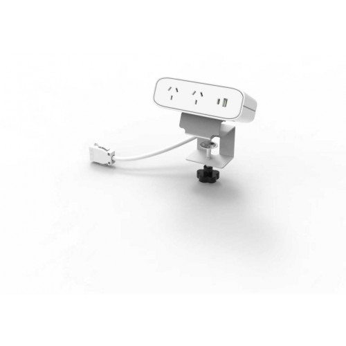 Desktop Power Module Clamp White with 800mm Cord Soft Wiring Plug, Each