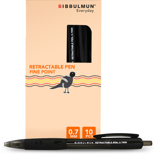 BIBBULMUN RETRACTABLE Ballpoint Pen Fine 0.7mm Black (Each)