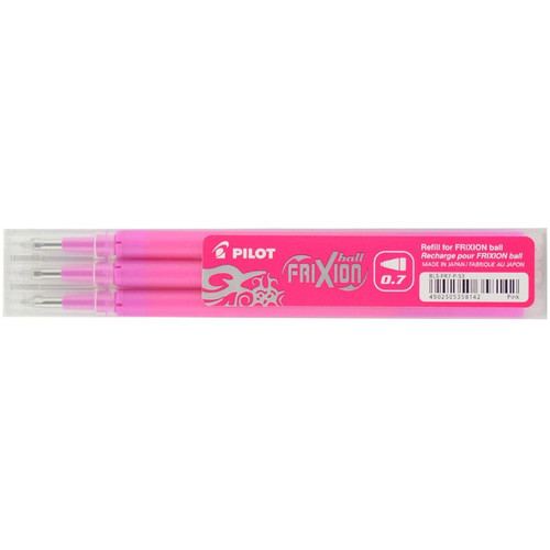 Pilot FriXion Ball Pen 0.7mm Fine Pink Refill Pack of 3