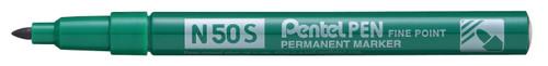 Pentel N50S PEN Permanent Marker 1.0mm Fine Bullet Point Green, Box of 12