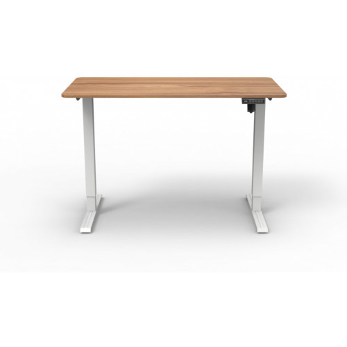 Koto Height Adjustable Desk 1200mm with Light Walnut Top and White Frame, Each