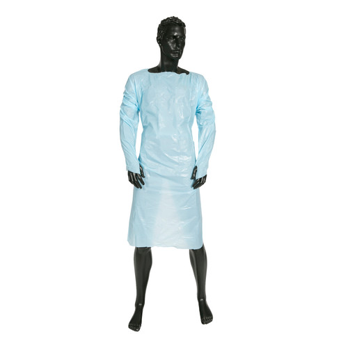 Combat Disposable - Clinical Gowns: Impervious Blue with Thumb Hooks, Uni Size (S,M,L), Carton of 75