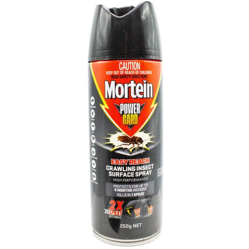 MORTEIN 250g CRAWLING INSECT SURFACE SPRAY POWER GUARD 2X SPRAY EASY REACH