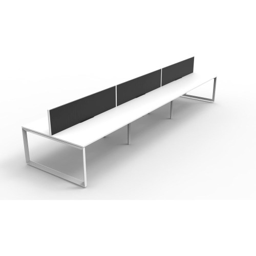 INFINITY LOOP LEG WORKSTATION Brilliant White 1500Mm 6 Person Doubleside & Screen