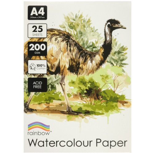 Rainbow Cotton Watercolour Pap 200gsm A4 25 Sheets