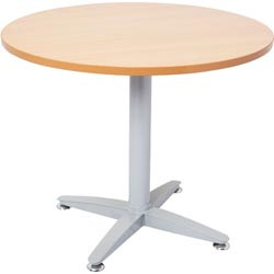 RAPID SPAN ROUND MEETING TABLE D1200mm Cherry Top Silver Base