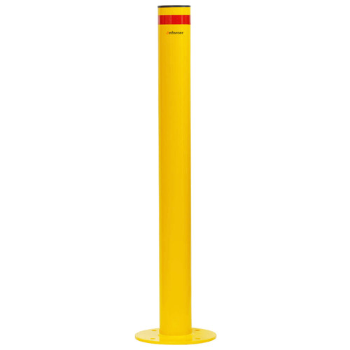 Surface Mounted Bollard 90mm Yellow - Black Cap