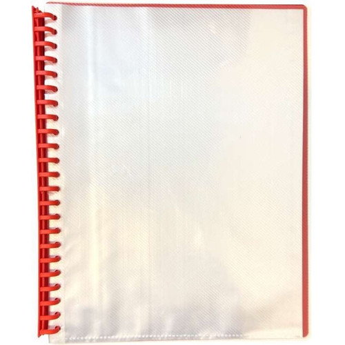 DISPLAY BOOK - CLEAR FRONT COVER - A4 20 POCKET - REFILLABLE - RED