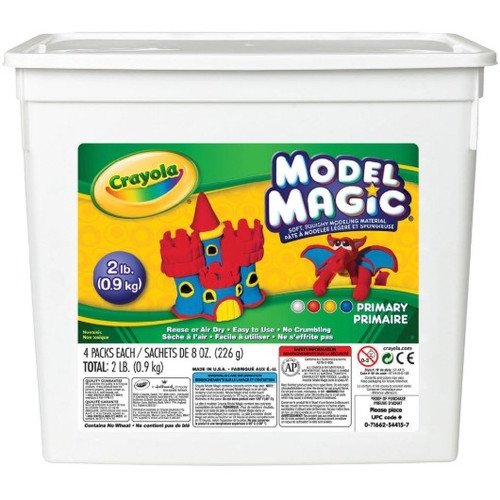 907G RE-SEALABLE MODEL MAGIC BUCKET - PRIMARY COLOURS WHITE RED YELLOW BLUE (4 PACKS OF 226G)