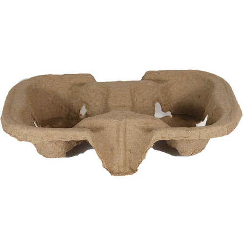 Carry Tray Moulded Fibre Natural 2 Cup 225 x 113 x 50mm, Pack of 50