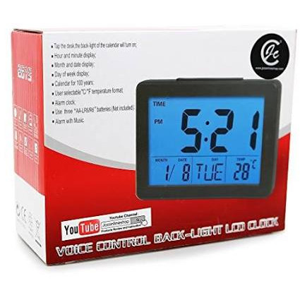 Voice Control Back-light LCD Clock (DS-2619), Each
